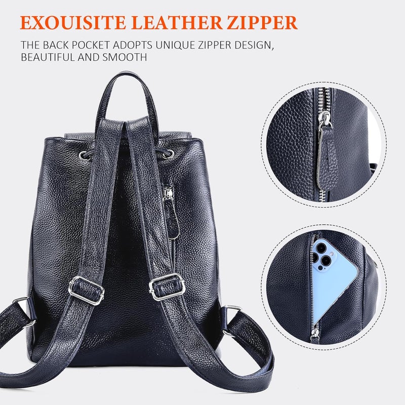 BOYATU Leather Backpack Purse for Women: Casual Genuine Leather Handbags for Travel - Fashion Designer Shoulder Bags for Work Blue - Image 5